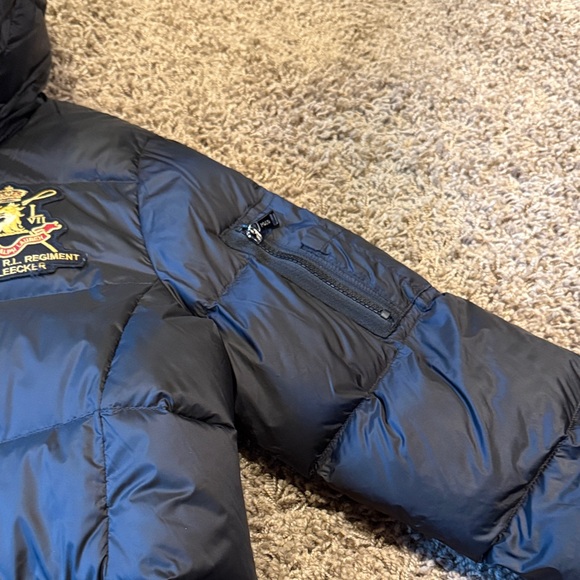 Black Puffer Coat with Embroidered Logo - Picture 5 of 8